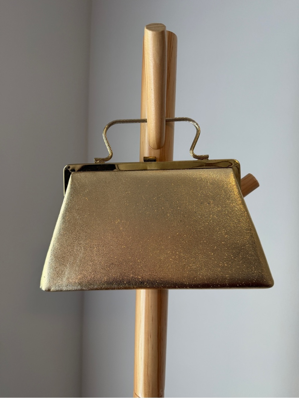 Vintage Pebbled Gold Lame Purse Metallic Handbag Mid-century Bag
